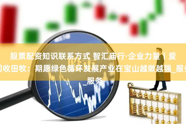 股票配资知识联系方式 智汇庙行·企业力量丨爱回收田牧：期愿绿色循环发展产业在宝山越做越强_服务